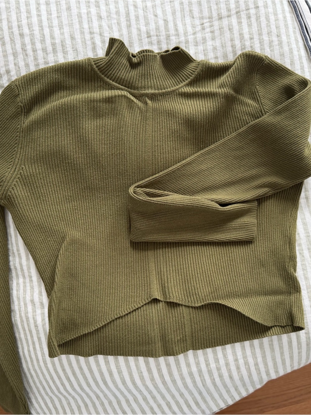 Garage Olive Green Ribbed Mock Neck Sweater